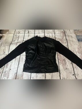 Heartloom Black Faux Leather Women's Shirt NWT